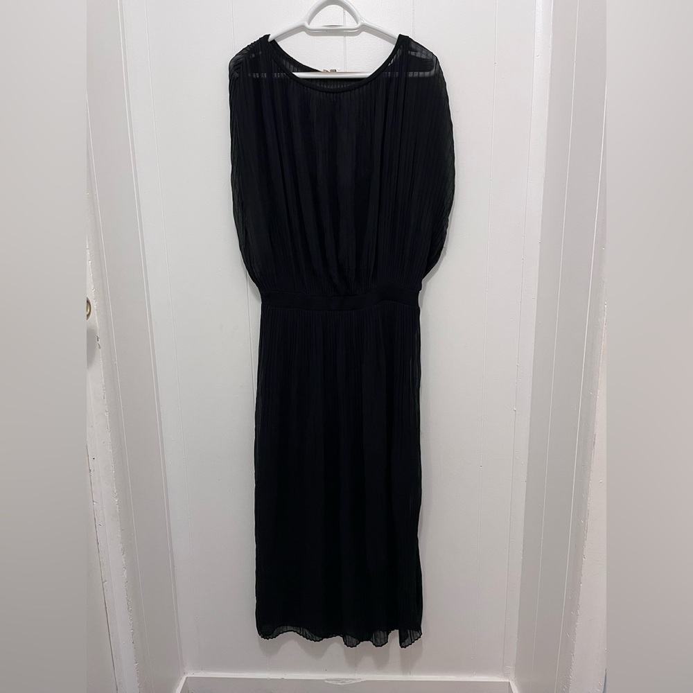 Bordeaux Anthro Sheer Pleated Dress